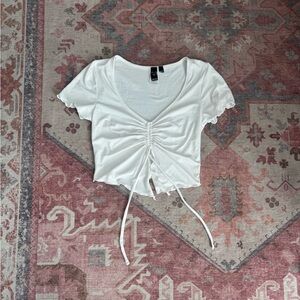 Windsor White Ruched Crop Top